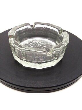 Ashtray VTG Clear Glass Hammered Textured Design Ash Tray Retro Cigarette Smoke